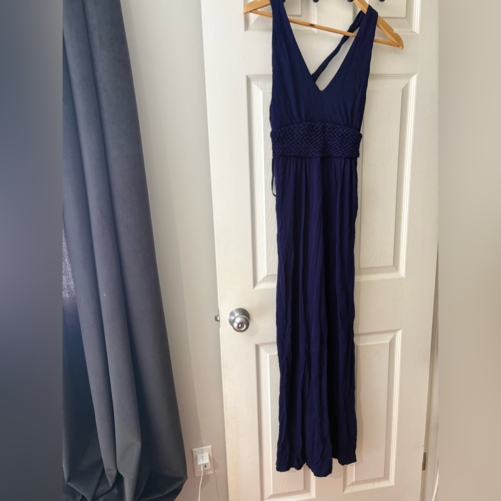 Maeve Anthropologie navy size 4P Yuma sleeveless maxi dress zip side - Picture 2 of 6
